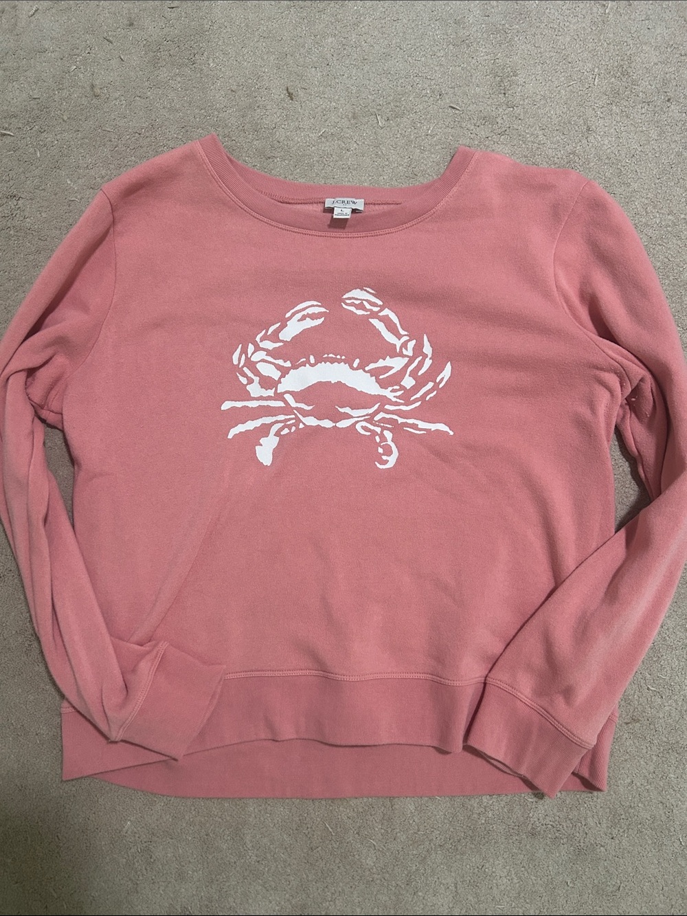 J. Crew Coral Pink Crab Crewneck Sweatshirt